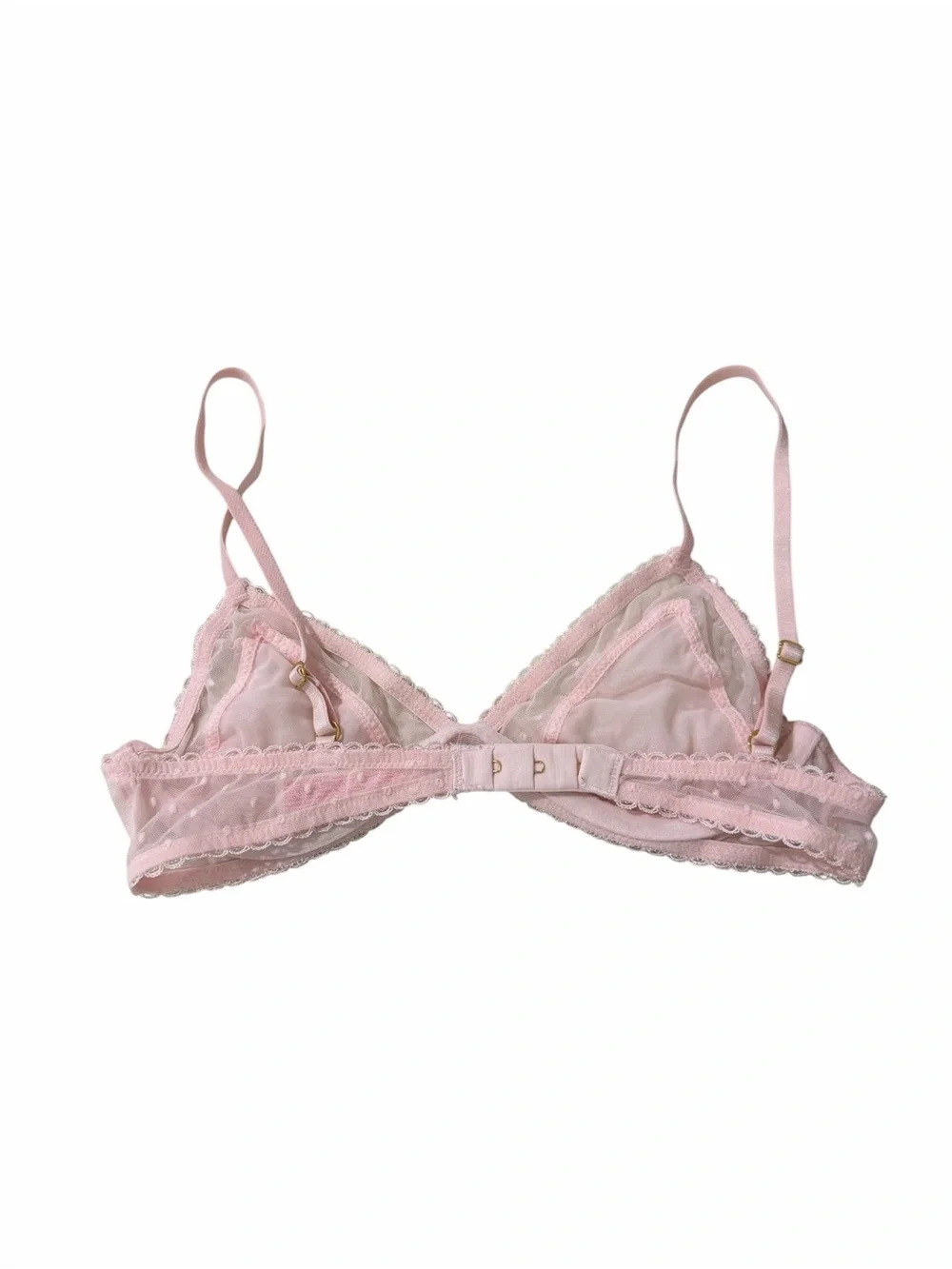 Victoria’s Secret Pink Lace Unlined Plunge Bra 32C Sheer Ruffle
